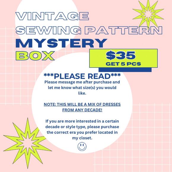 Vintage Sewing Pattern Mystery Box WOMENS Dress 5 for $35 1960s - Y2K Any Decade - Picture 2 of 2
